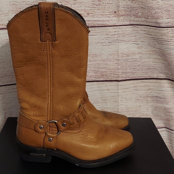 Size 6 Harley Davidson Tan Harness Riding Boots - Picture 3 of 6